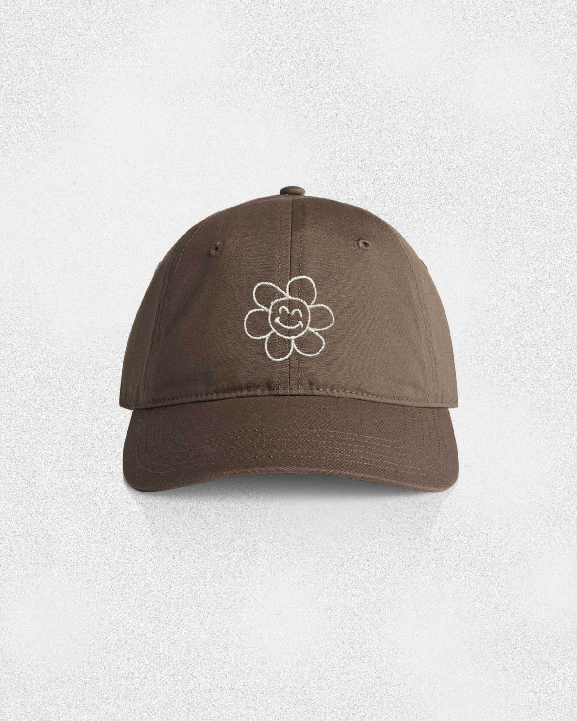 Daisy Embroidered Dad Cap Walnut